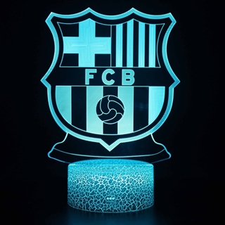 FCB 3D fodboldlampe med logo –16 lysfarver, fjernbetjening